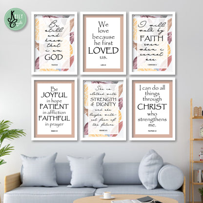 I Will Walk By Faith Bible Verse - Set of 6 Framed Prints Wall Art Home Decor